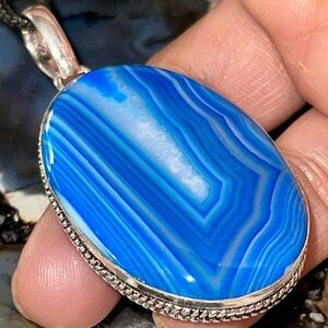 Beautiful Veining Botswana Agate Pendant 2 1/4”